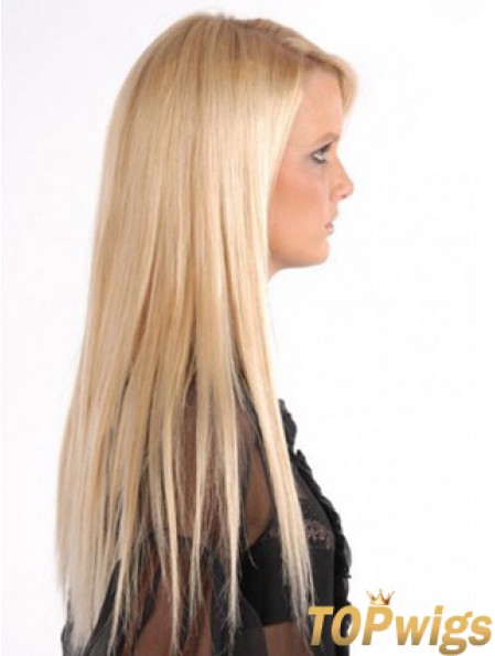 Popular Blonde Straight Remy Human Hair Clip In Hair Extensions