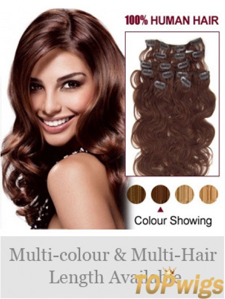 Online Auburn Wavy Remy Human Hair Clip In Hair Extensions