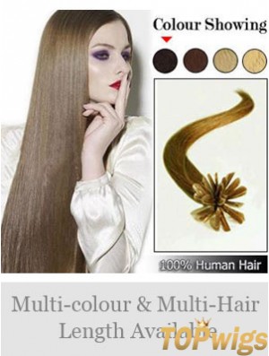 Brown Straight Modern Nail/U Tip Hair Extensions