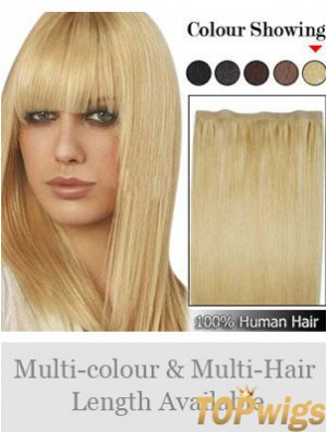 Straight Remy Human Hair Blonde Suitable Weft Extensions