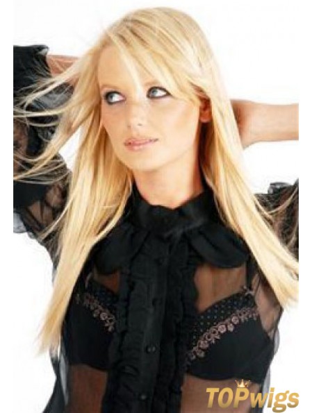 Straight Remy Human Hair Blonde Convenient Weft Extensions