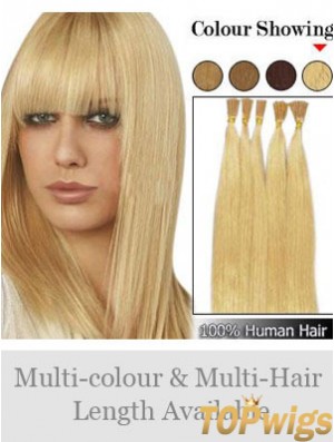 Blonde Straight Stick/I Tip Hair Extensions