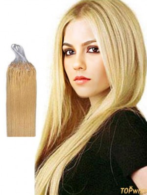 Sleek Blonde Straight Micro Loop Ring Hair Extensions