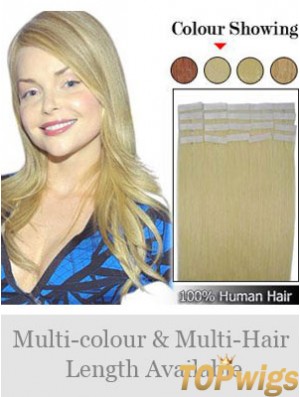 Blonde Straight Fashionable Remy Human Hair Tape In Hair Extensions