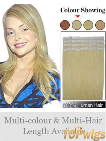 Blonde Straight Fashionable Remy Human Hair Tape In Hair Extensions