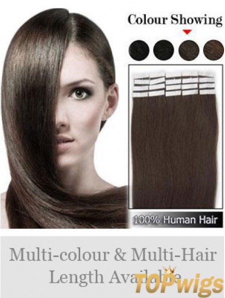 Brown Straight Durable Remy Human Hair Tape In Hair Extensions