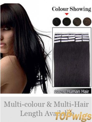 Black Straight Soft Remy Human Hair Tape In Hair Extensions