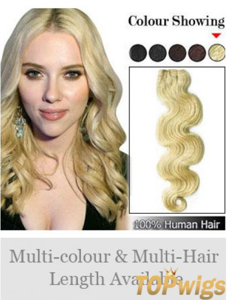 Wavy Remy Human Hair Blonde Fashionable Weft Extensions