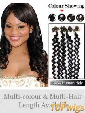 Black Curly Trendy Nail/U Tip Hair Extensions