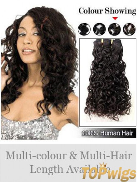 Curly Remy Human Hair Black Modern Weft Extensions