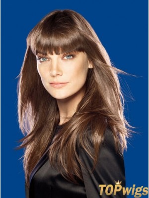 Modern Brown Straight Synthetic Clip In Hair Extensions