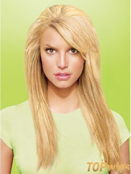 Sleek Blonde Straight Synthetic Clip In Hair Extensions