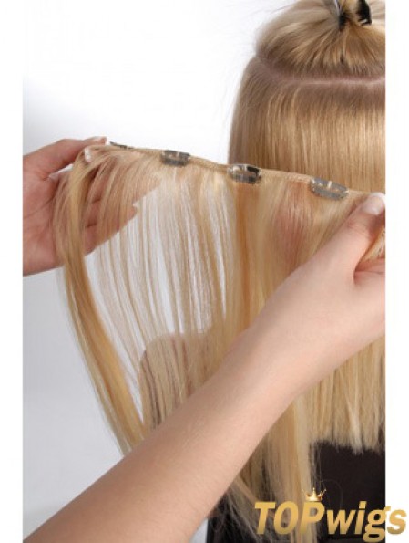 Flexibility Blonde Straight Remy Human Hair Clip In Hair Extensions