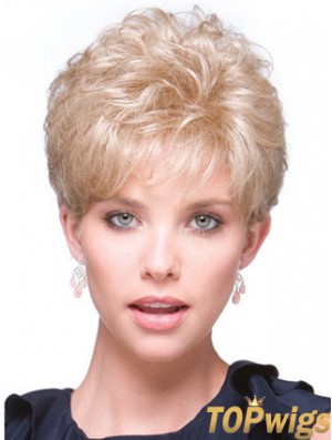 Short Curly Blonde Fabulous Synthetic Half Wigs