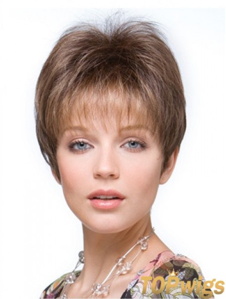 Falls Hairpieces Straight Style Brown Color Cropped Length