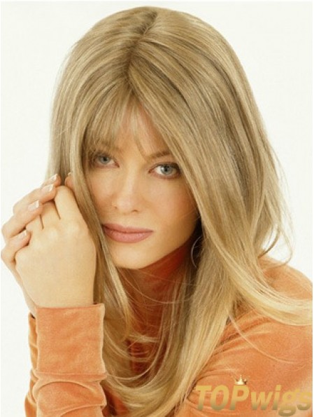 Wig Falls Long Length Straight Style Blonde Color