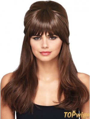 Designed Brown Straight Synthetic Clip In Hairpieces