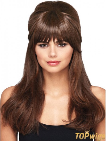 Designed Brown Straight Synthetic Clip In Hairpieces