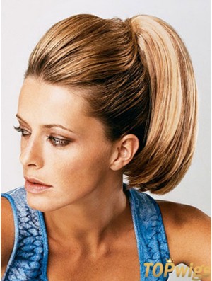 Ponytail Extensions Straight Style With Synthetic Brown Color