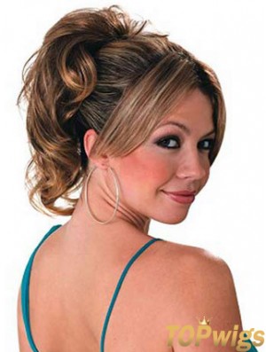 Ponytail Hair Extensions With Synthetic Wavy Style Brown Color